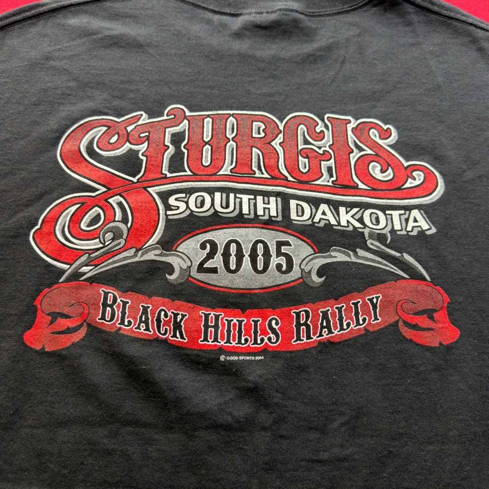 Vintage 2005 Sturgis Black Hills Rally T-Shirt Mens Large Biker Y2K‎ Delta Black - Picture 3 of 8